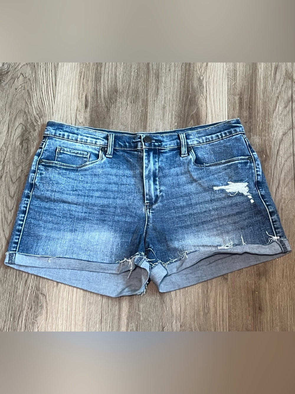 BlankNYC "The Fulton" Distressed Denim Roll-Up Shorts